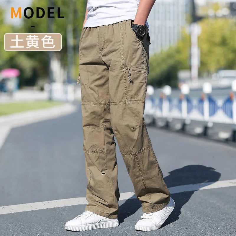 Men's Cargo Pants Cotton Black Work Pants Large Size Summer Casual Climbing Joggers Man Sweatpants Sports Spring Autumn Trousers