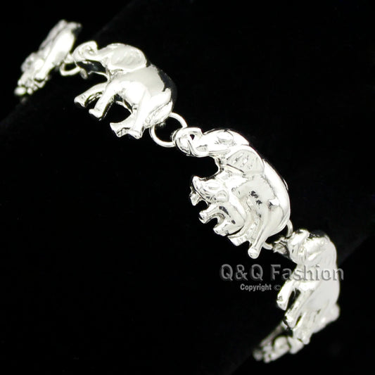 New Fashion Silver Plated Elephant Pendant Bracelet For Woman Baby Link Hindu Ganesh Charms Chain Bangle Man Jewelry Accessories
