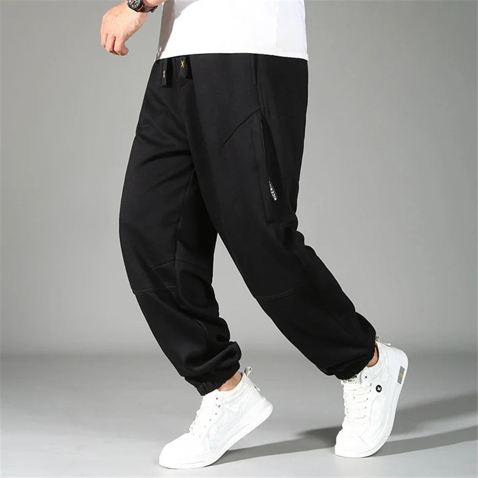 Extra Big Size Men's Pants Elastic Waist Loose Fit Jogger Male Spring Plus Large Sweatpant Fat Baggy Sport Trousers