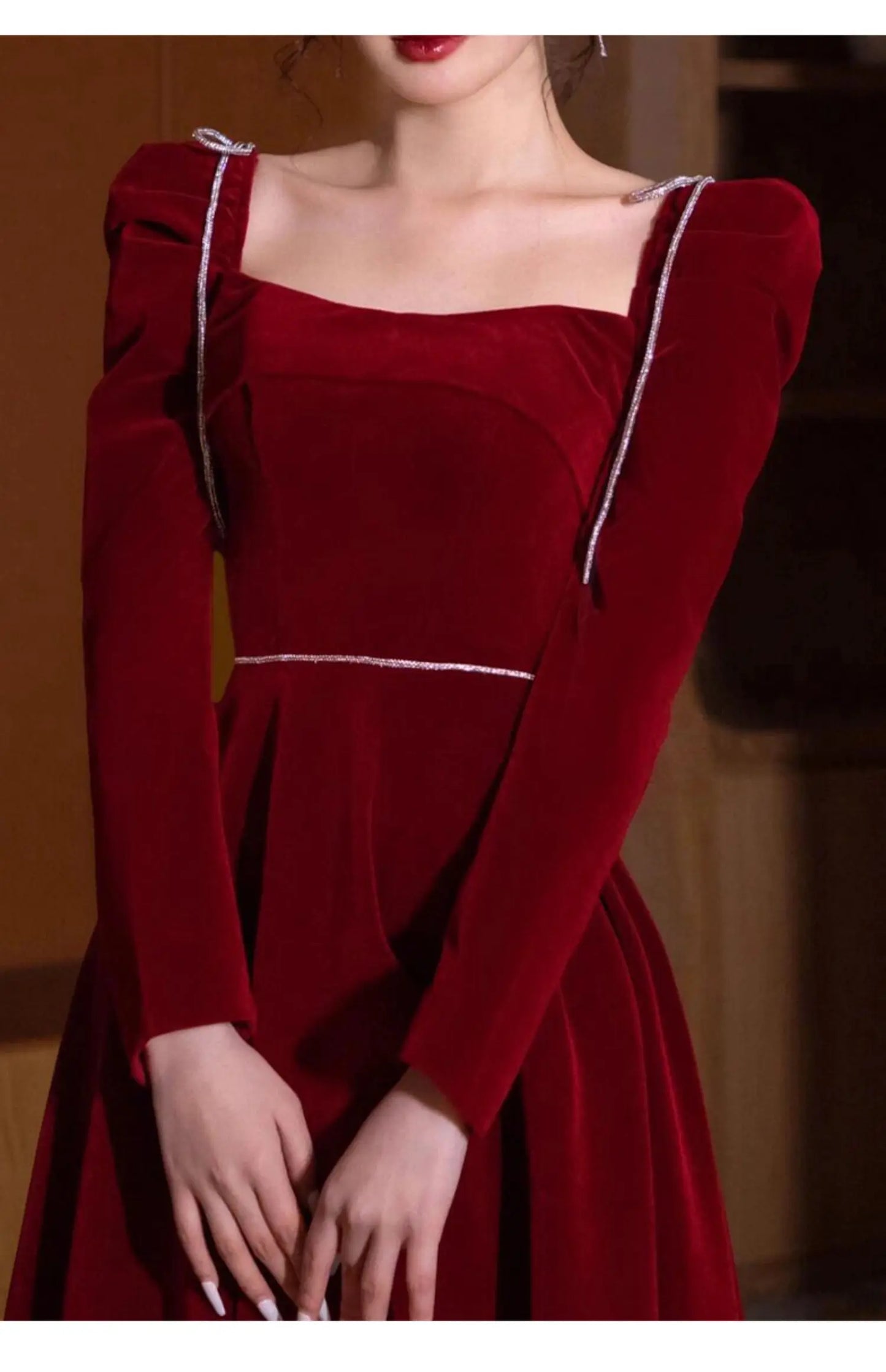 Mauroicardi Long Birthday Party Evening Soft Velvet Maxi Dresses for Women Puff Sleeve Square Neck Luxury Elegant Chic Clothing