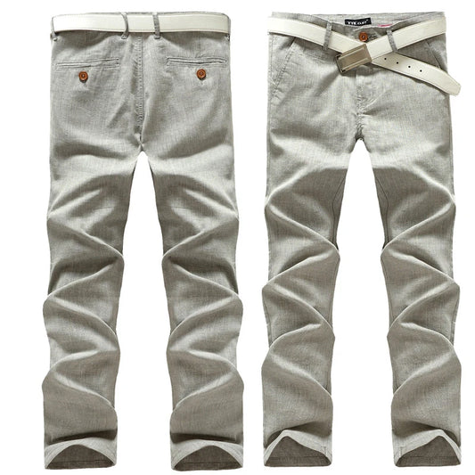 Summer dress pants for men Cotton Casual cargo Pants Man Straight Loose Suit pants Plaid Trousers Male Big size Brand Clothes