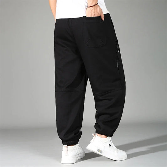 Extra Big Size Men's Pants Elastic Waist Loose Fit Jogger Male Spring Plus Large Sweatpant Fat Baggy Sport Trousers