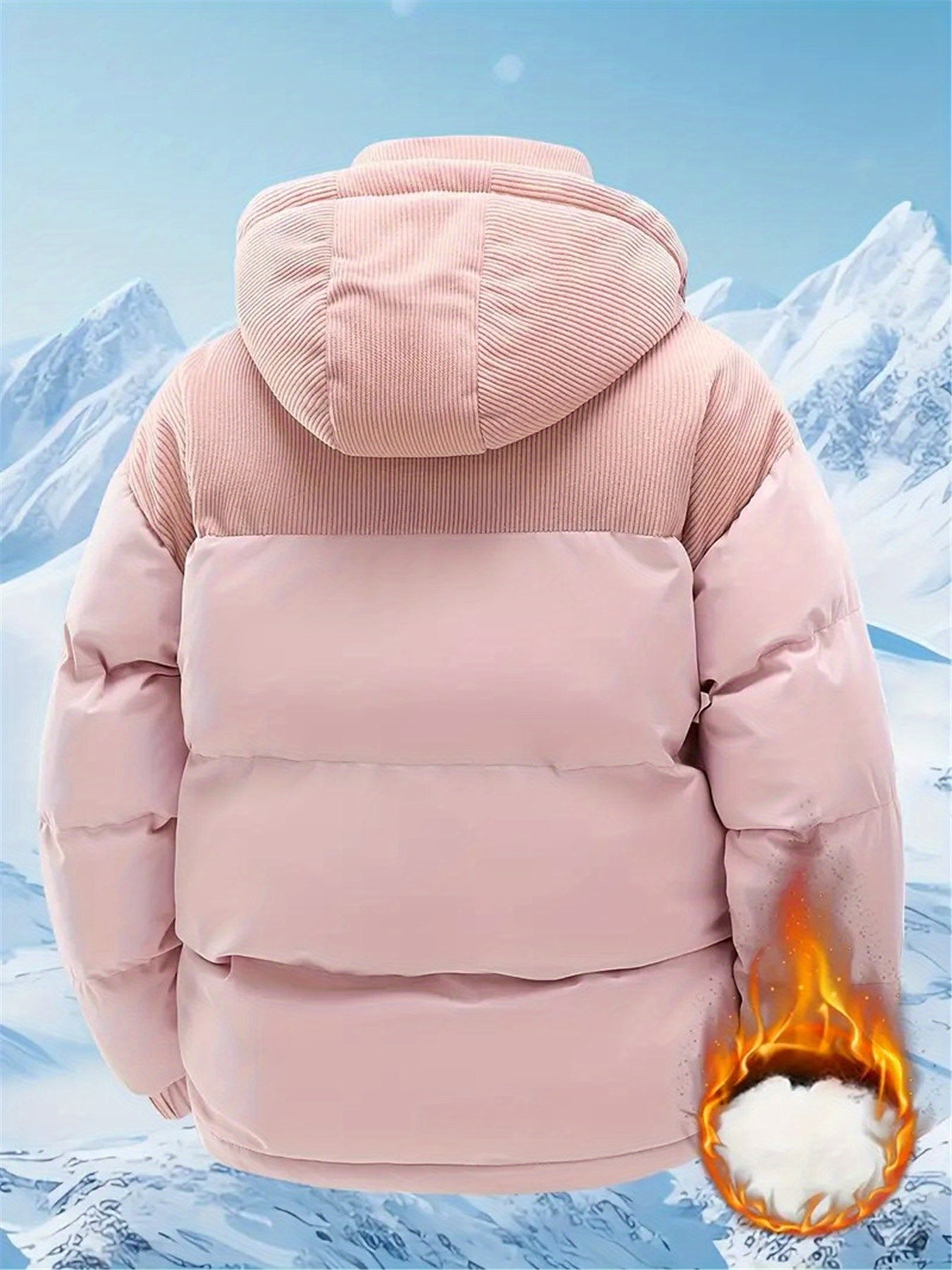 Men's Winter Hooded Jacket - Full-Zip Detachable Hood & Coat, Beige//Brown Color-Block, -Filled Casual Coat for Skiing, Snowboarding & ctivities - Machine Washable Cold Weather Outerwear, Winter Jacket For Men, Men Winter Jac