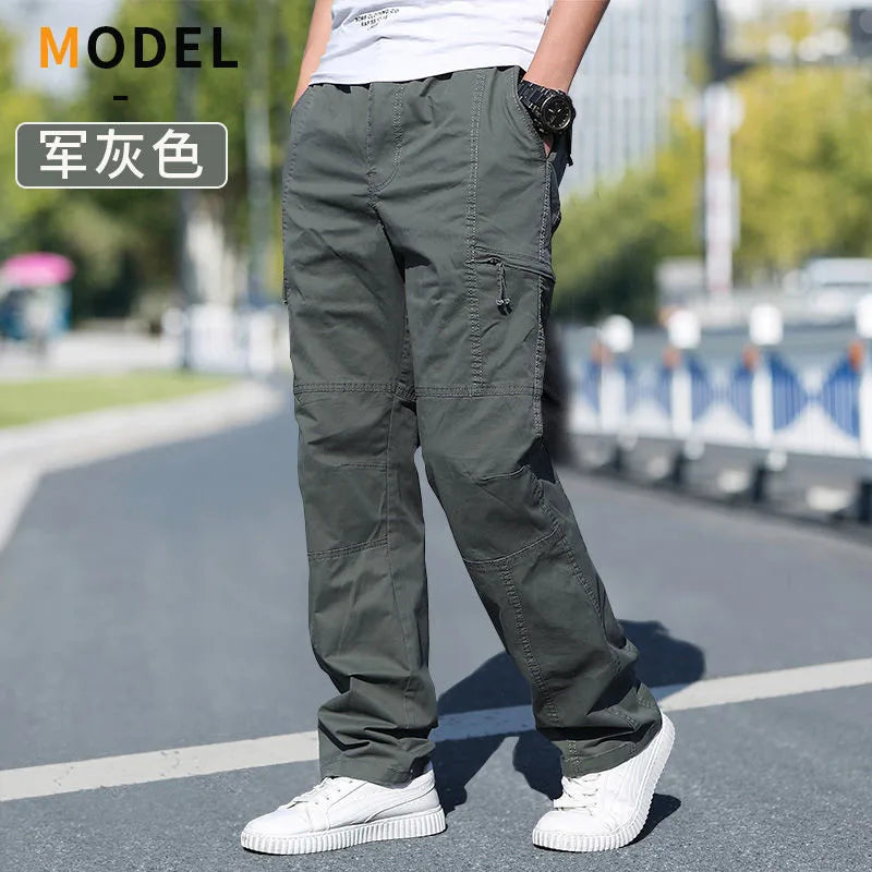 Men's Cargo Pants Cotton Black Work Pants Large Size Summer Casual Climbing Joggers Man Sweatpants Sports Spring Autumn Trousers