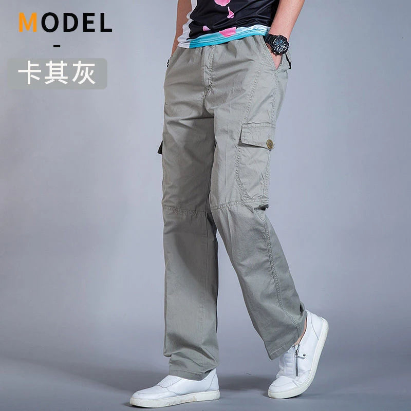 Men's Cargo Pants Cotton Black Work Pants Large Size Summer Casual Climbing Joggers Man Sweatpants Sports Spring Autumn Trousers