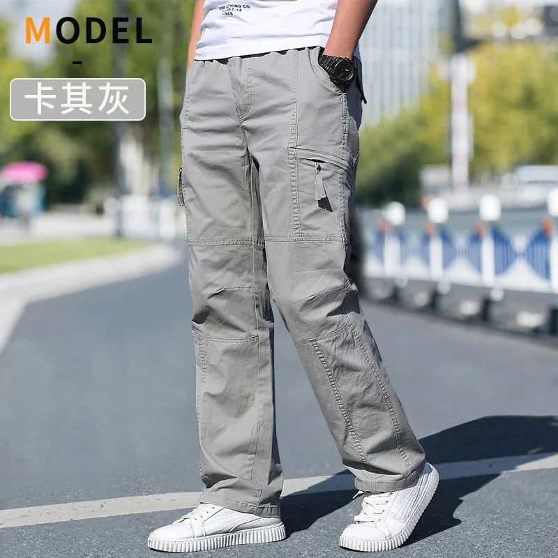 Men's Cargo Pants Cotton Black Work Pants Large Size Summer Casual Climbing Joggers Man Sweatpants Sports Spring Autumn Trousers