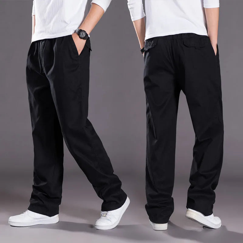 Men's Cargo Pants Cotton Black Work Pants Large Size Summer Casual Climbing Joggers Man Sweatpants Sports Spring Autumn Trousers