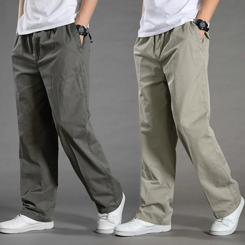 Men's Cargo Pants Cotton Black Work Pants Large Size Summer Casual Climbing Joggers Man Sweatpants Sports Spring Autumn Trousers