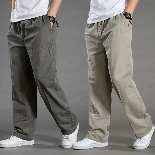 Men's Cargo Pants Cotton Black Work Pants Large Size Summer Casual Climbing Joggers Man Sweatpants Sports Spring Autumn Trousers