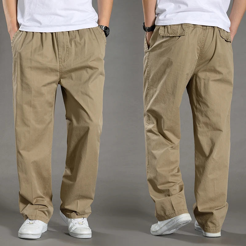 Men's Cargo Pants Cotton Black Work Pants Large Size Summer Casual Climbing Joggers Man Sweatpants Sports Spring Autumn Trousers