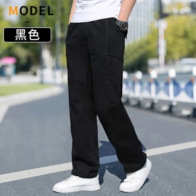 Men's Cargo Pants Cotton Black Work Pants Large Size Summer Casual Climbing Joggers Man Sweatpants Sports Spring Autumn Trousers
