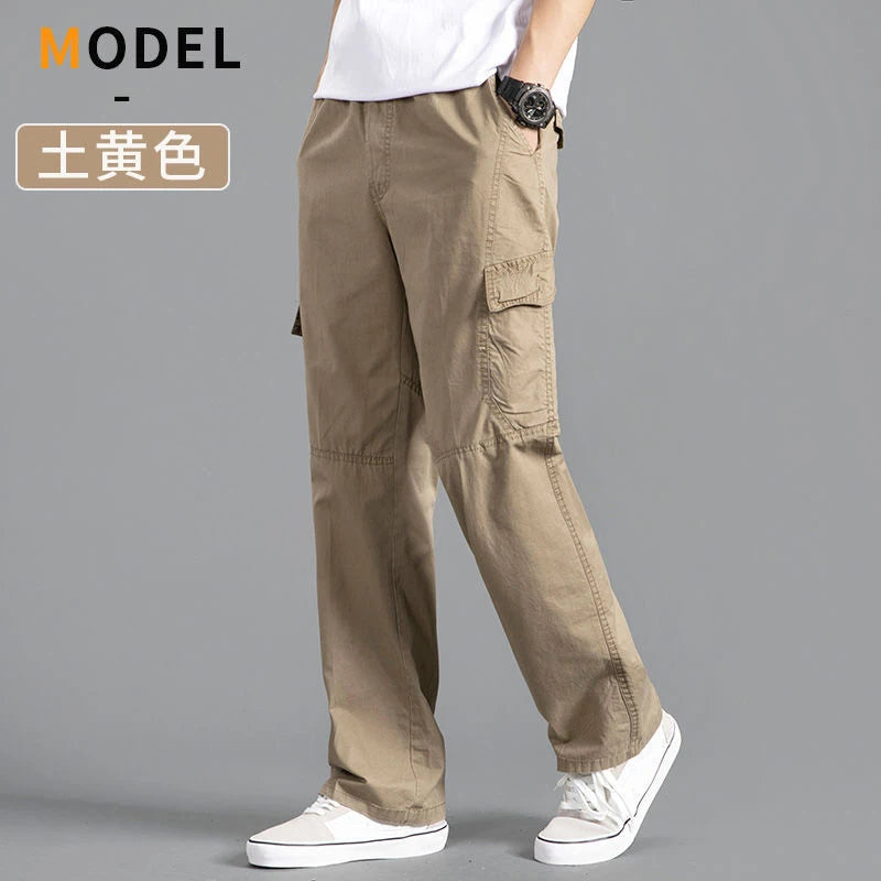 Men's Cargo Pants Cotton Black Work Pants Large Size Summer Casual Climbing Joggers Man Sweatpants Sports Spring Autumn Trousers