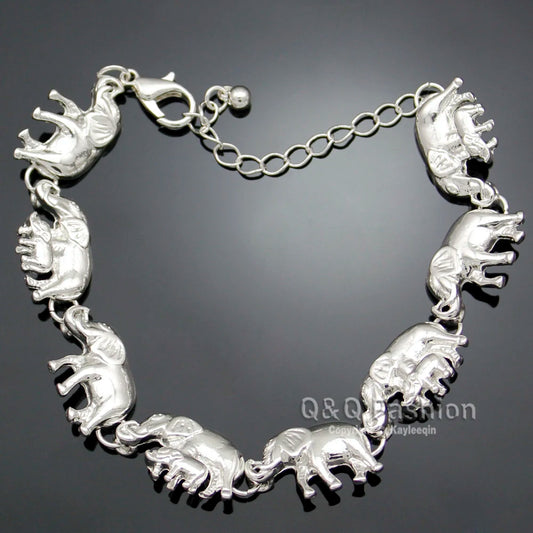 New Fashion Silver Plated Elephant Pendant Bracelet For Woman Baby Link Hindu Ganesh Charms Chain Bangle Man Jewelry Accessories