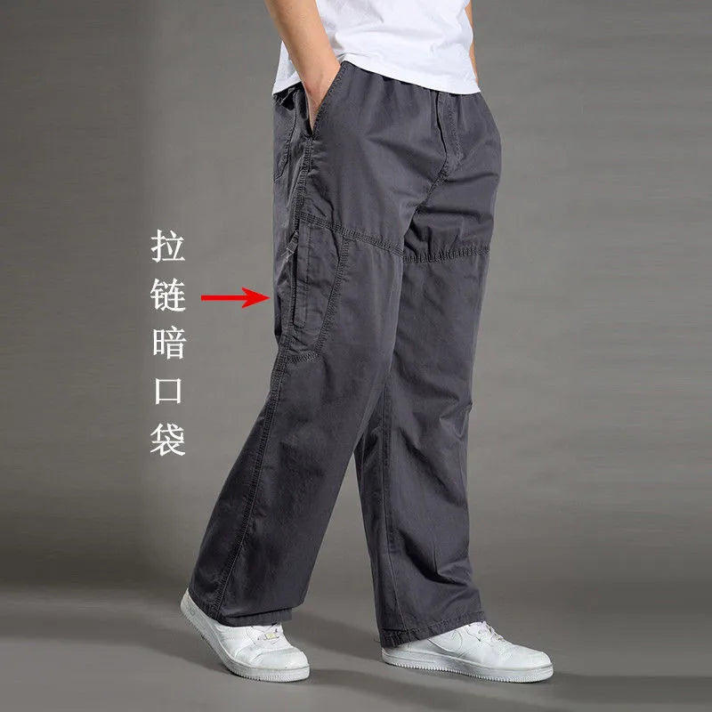 Men's Cargo Pants Cotton Black Work Pants Large Size Summer Casual Climbing Joggers Man Sweatpants Sports Spring Autumn Trousers