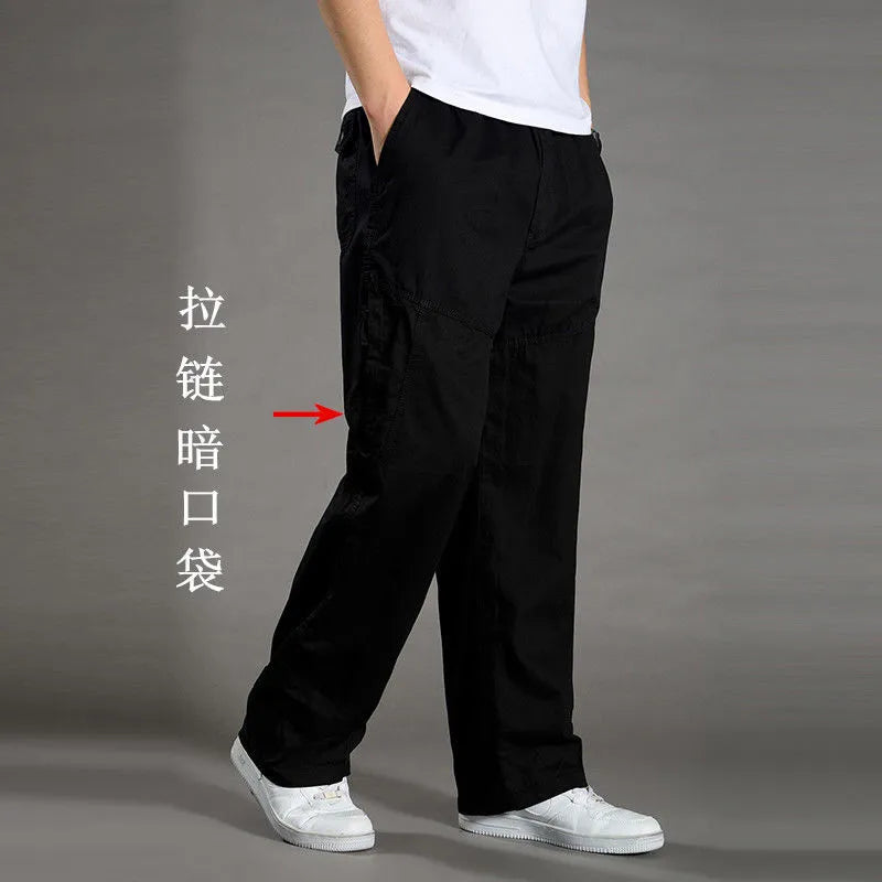 Men's Cargo Pants Cotton Black Work Pants Large Size Summer Casual Climbing Joggers Man Sweatpants Sports Spring Autumn Trousers