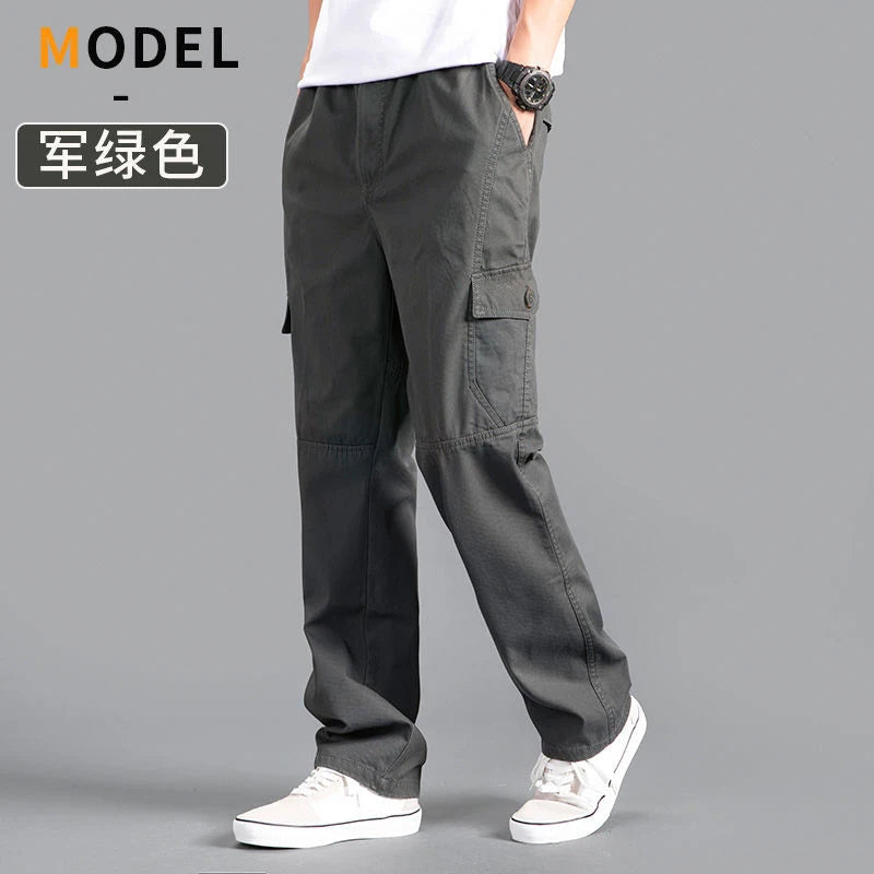 Men's Cargo Pants Cotton Black Work Pants Large Size Summer Casual Climbing Joggers Man Sweatpants Sports Spring Autumn Trousers