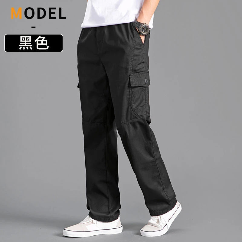 Men's Cargo Pants Cotton Black Work Pants Large Size Summer Casual Climbing Joggers Man Sweatpants Sports Spring Autumn Trousers