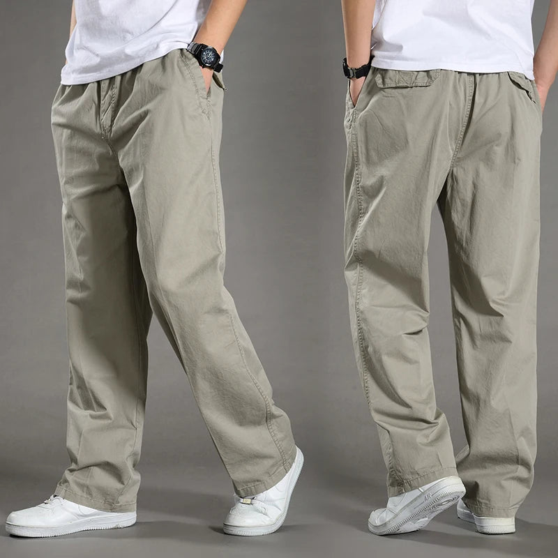 Men's Cargo Pants Cotton Black Work Pants Large Size Summer Casual Climbing Joggers Man Sweatpants Sports Spring Autumn Trousers