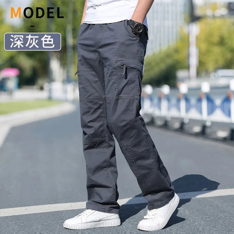 Men's Cargo Pants Cotton Black Work Pants Large Size Summer Casual Climbing Joggers Man Sweatpants Sports Spring Autumn Trousers