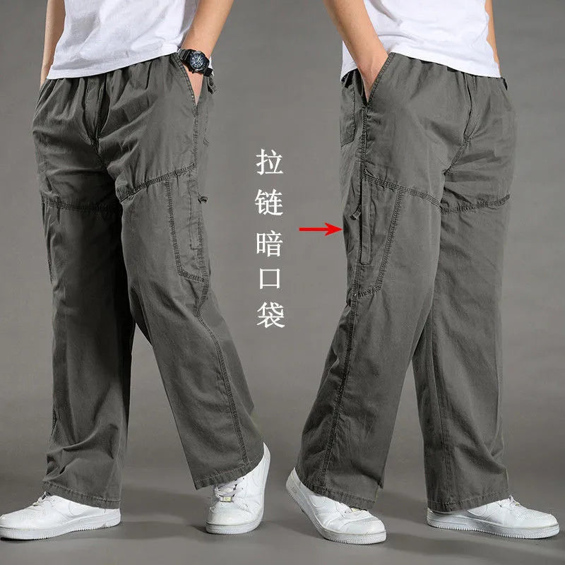 Men's Cargo Pants Cotton Black Work Pants Large Size Summer Casual Climbing Joggers Man Sweatpants Sports Spring Autumn Trousers
