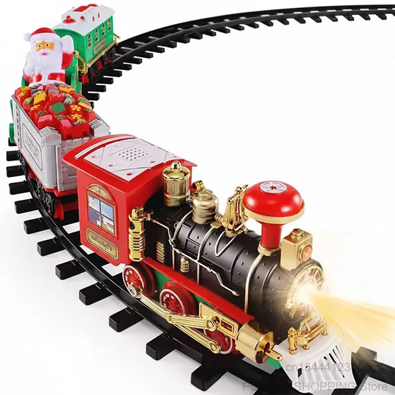Electric Operate Railway Train with Music, Railway Car Toys, Christmas Tree Decoration Track Train Toys, Kids Christmas Gifts