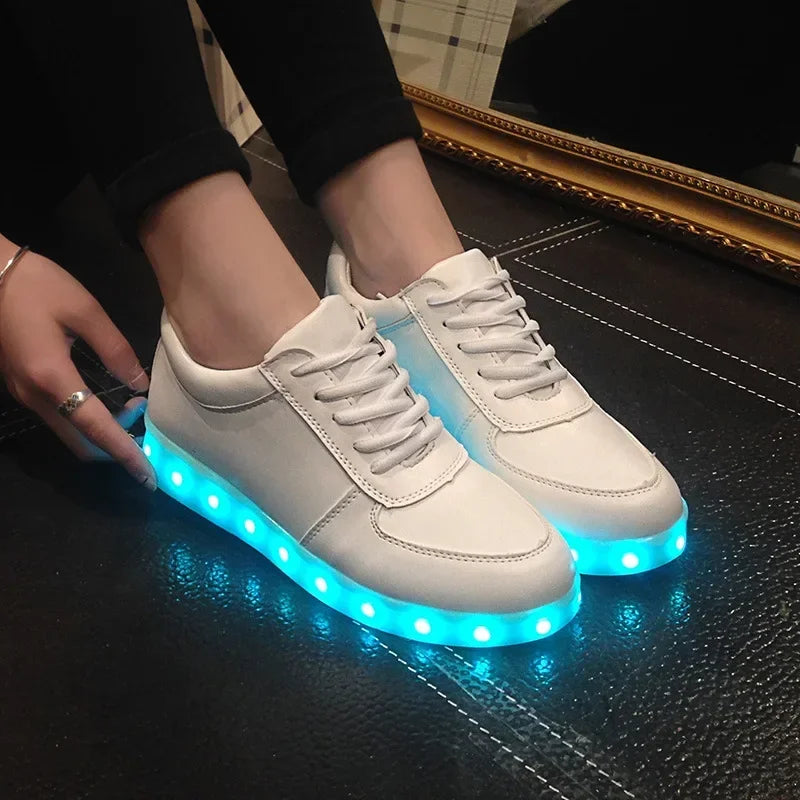 Maogu 2024 Adult Unisex Womens Mens Kid Luminous Sneakers Glowing USB Charge Boys LED Colorful Light-up Shoes Girls Footwear