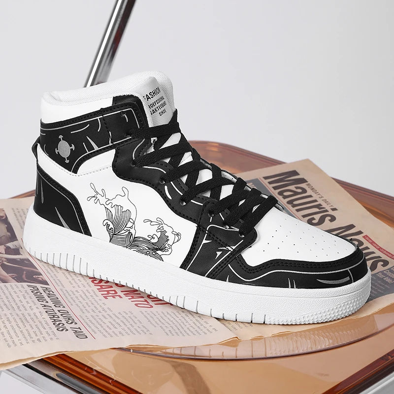 Mens Board Shoes 2025 New Winter Warm Anti Slip Thick Soled Outdoor Casual Sneakers Fashion High Top Lace Up Flat Walking Shoes