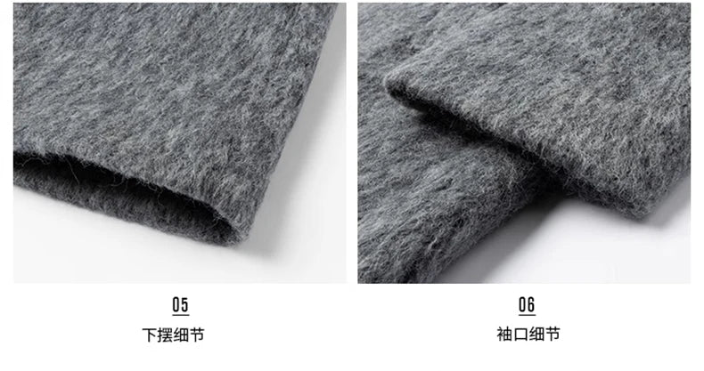 Mauroicardi Autumn Winter Oversized Long Thicken Warm Grey Woolen Coat Men Shoulder Pads Double Breasted Wool & Blends Overcoat
