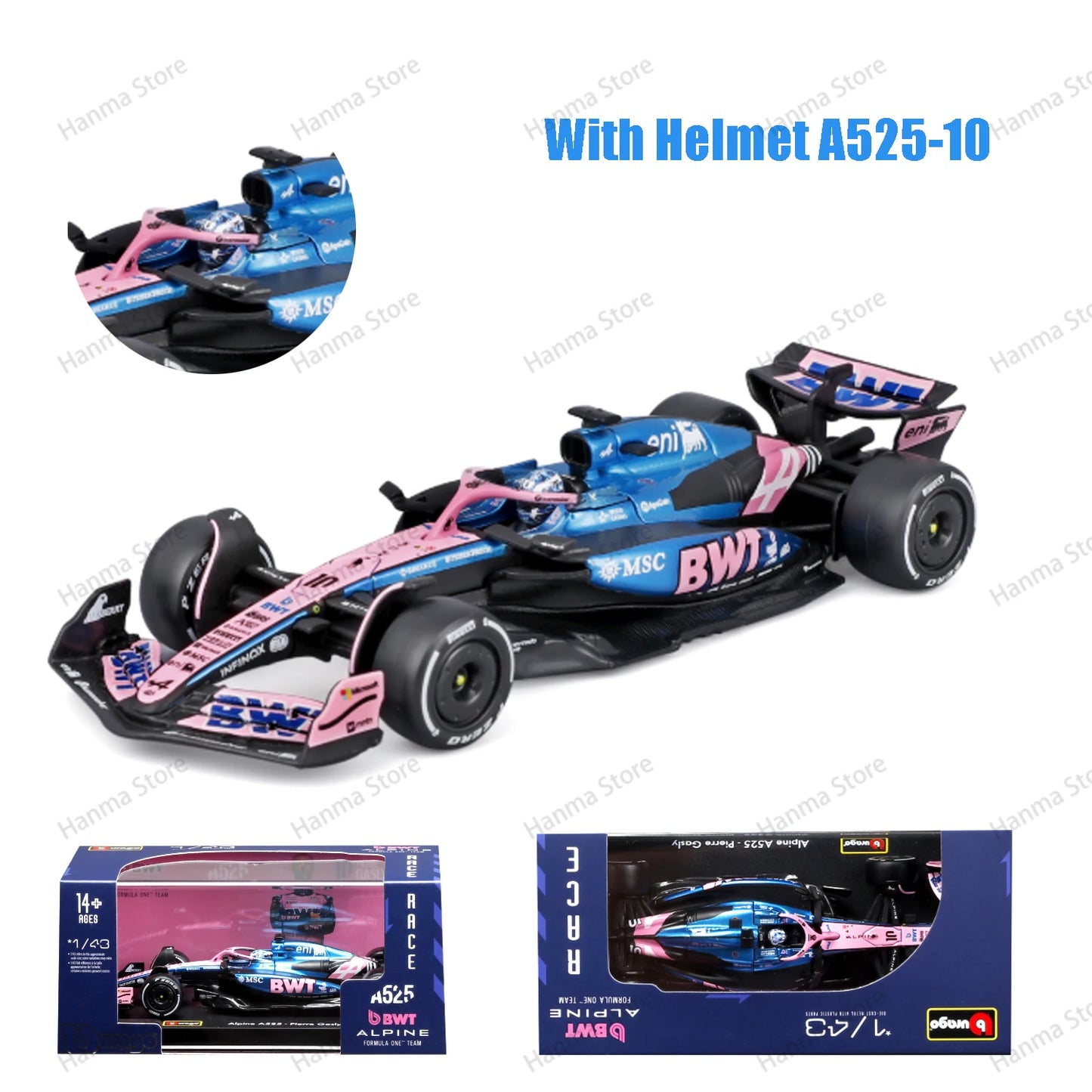 Bburago 1:43 F1 BWT Alpine Model With Helmet 2025 Alloy Miniature  Formula Racing Car Toy MCL39 W16 SF25 RB21 Japanese