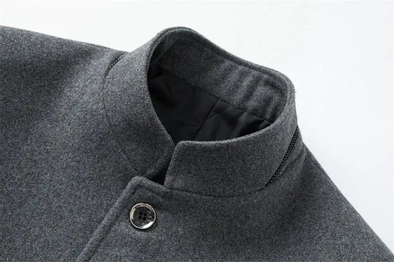 Autumn and winter woolen coats, men's young and middle-aged woolen jackets, stand-up collar woolen overcoats