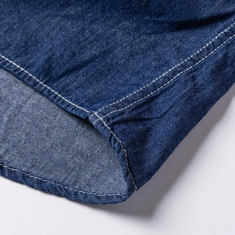 2023 Denim Pocket Design Shirt Classic 100% Cotton  Long-Sleeve  Fashion Embroider Comfortable Clothes