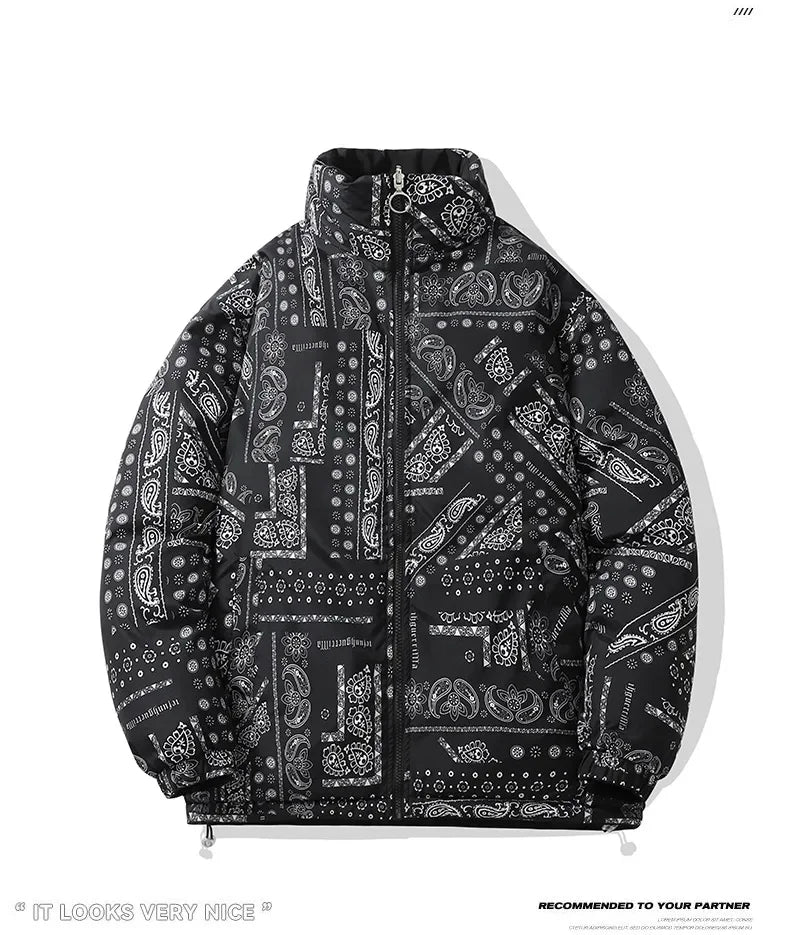 Double-Sided Wear Thickened Cotton Jacket for Men Women Stand Collar Warm Casual Loose Fit Winter Couple Windproof Bread Jacket