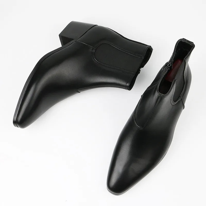 New Chelsea Boots for Men Fashion High Heels Short Boots High Top Platform Boots Men's Shoes Height Increase Botas Para Hombre