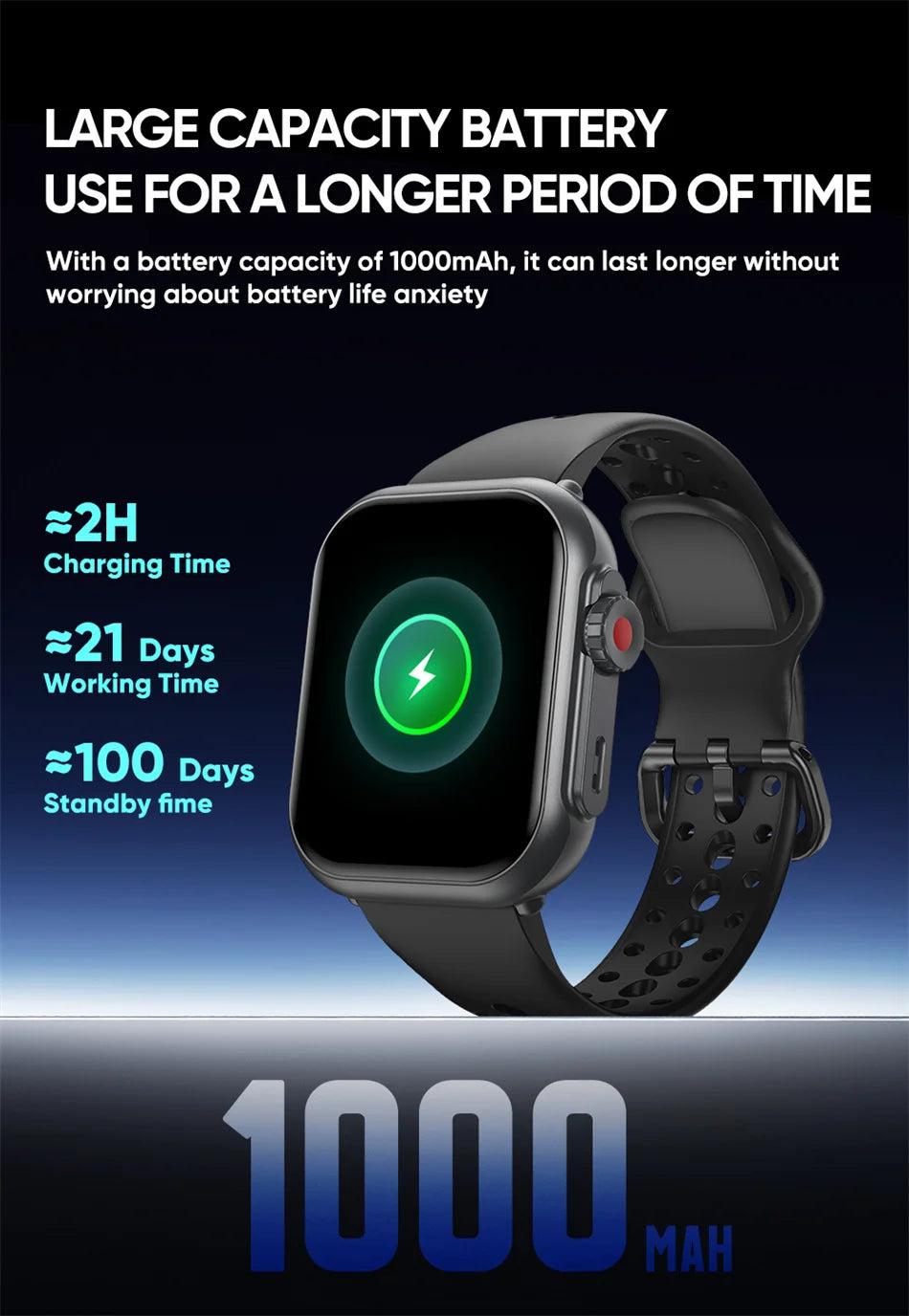 For Apple Watch Ultra 2 1000 mAh Smart Watch Men Women 1.85-inch HD Full Touch Screen IP68 Waterproof Bluetooth Call Smartwatch