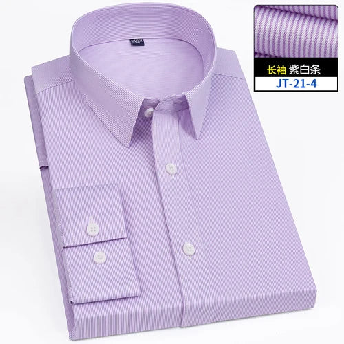 8XL Superfine Denier Bamboo Fiber Micro Elastic Formal Shirts for Men Plus Large Size Casual Slim Fit Long Sleeve Shirts for Men