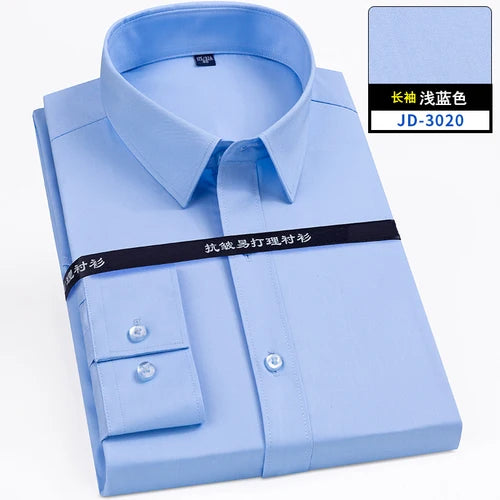 8XL Superfine Denier Bamboo Fiber Micro Elastic Formal Shirts for Men Plus Large Size Casual Slim Fit Long Sleeve Shirts for Men