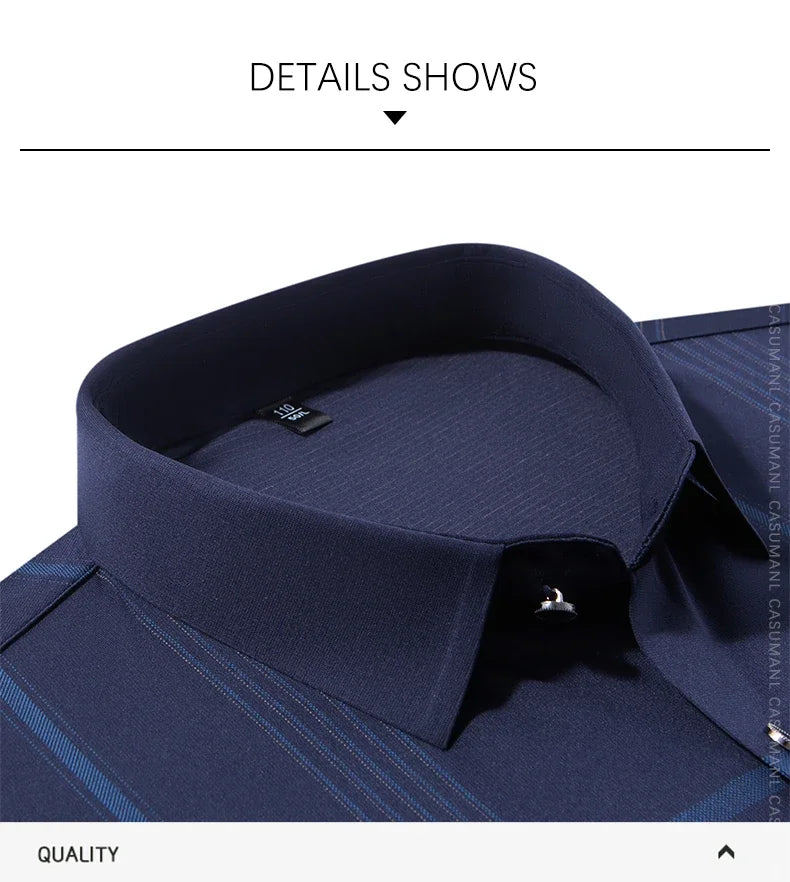 BROWON Formal Shirt Men 2025 Autumn New Long Sleeve Male Shirt Fashion Business Mulberry Silk Striped Shirts for Man Wear