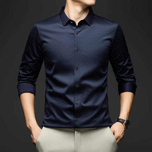 BROWON Men Shirt Long Sleeve Autumn 2025 New Solid Color Casual Luxury Shirt  Man Business Office Slim Shirts for Men Clothes