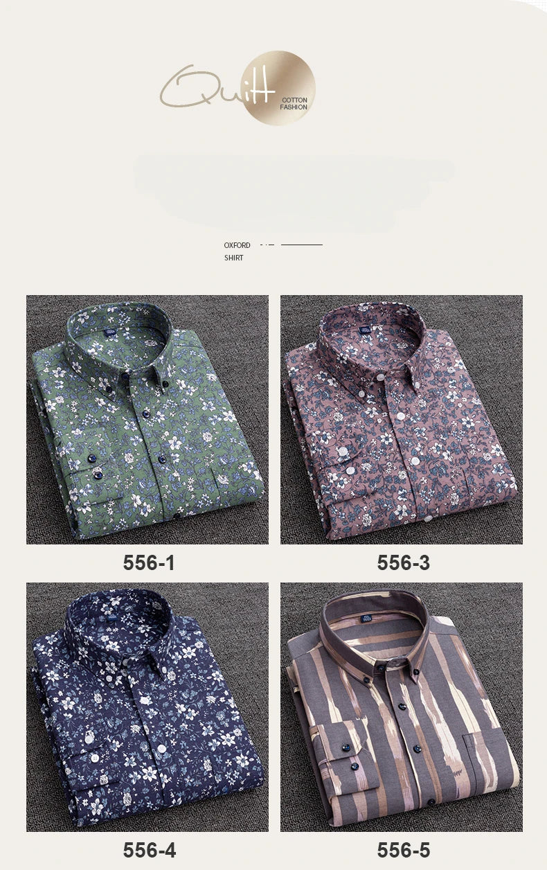New in shirt plus size 7XL100%cotton fashion long-sleeve shirts for men casual print striped tops elegants single pocket clothes