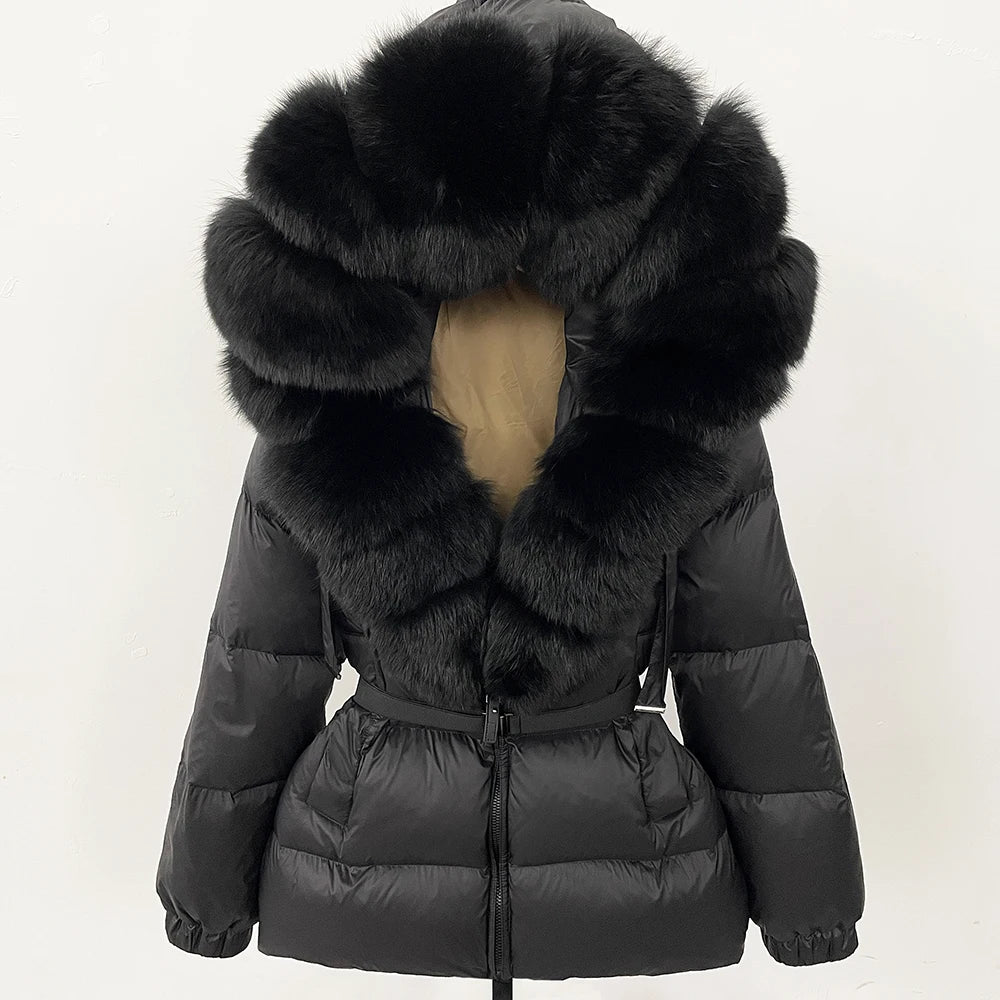 OFTBUY 2025 Winter Clothing Puffer Jacket Women Real Fox Fur Hooded Thick Warm 90% White Duck Down Coat Female Parkas Waterproof