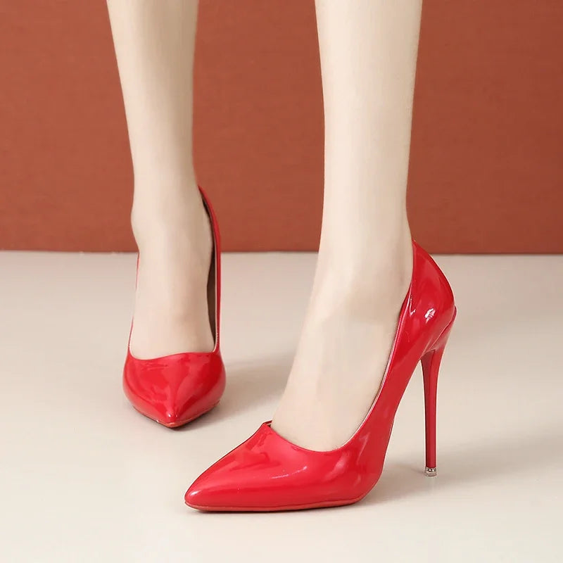 Sexy Super High Ethnic Pumps with Thin Heels and Pointed Toe for Office & Career Red Bottom High Heels  Plus Size Heels 44 45
