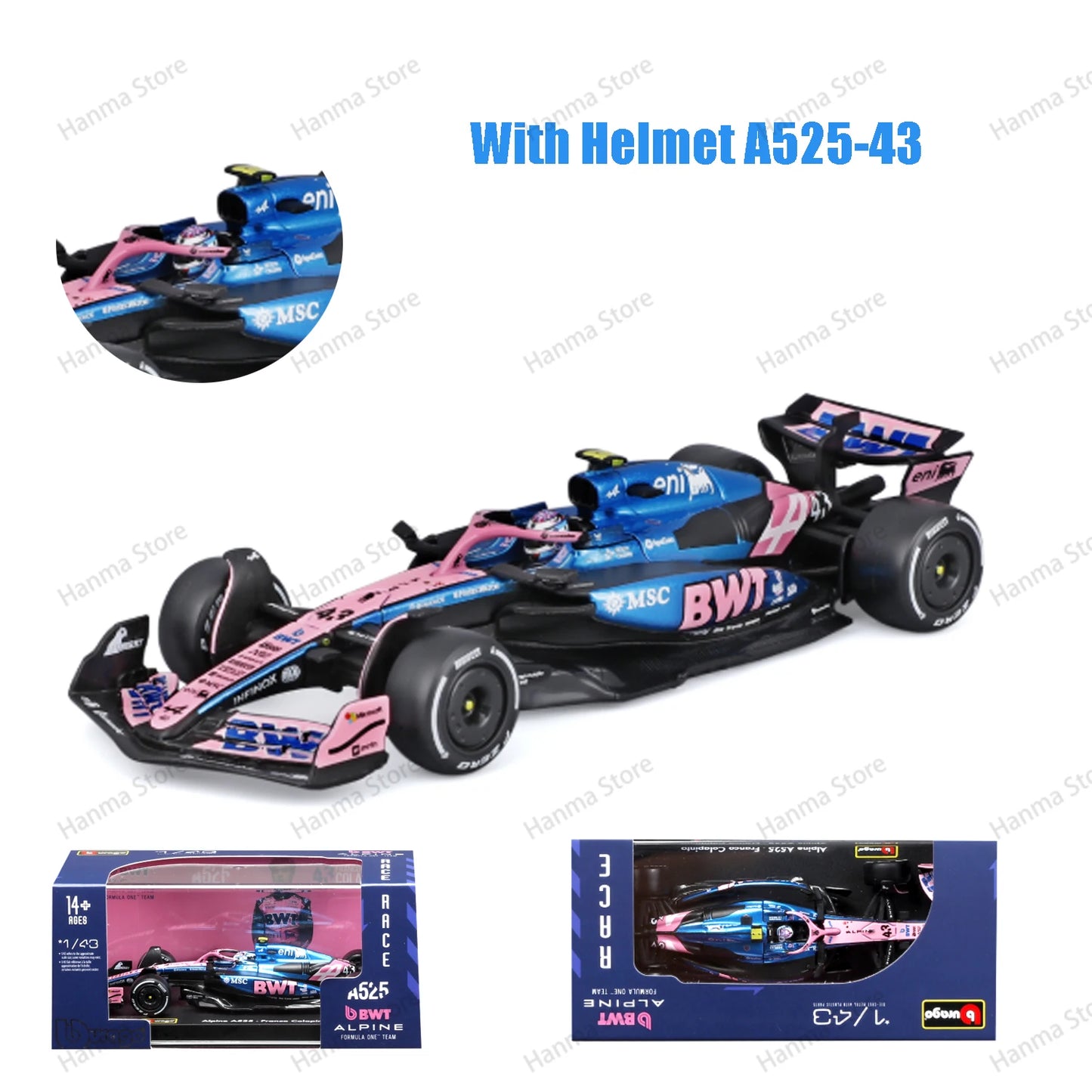 Bburago 1:43 F1 BWT Alpine Model With Helmet 2025 Alloy Miniature  Formula Racing Car Toy MCL39 W16 SF25 RB21 Japanese