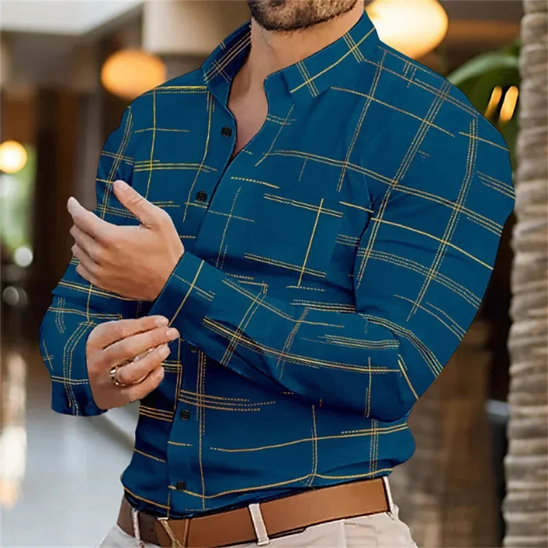Summer Men's Shirt Long Sleeve XS-6XL Fashionable Lapel Single Breasted Cardigan Real Pockets Hawaiian Casual Men's Shirt