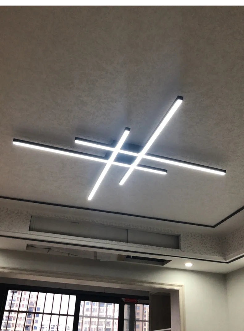 Black chandelier square bedroom lamps living room lamp led ceiling lamp Nordic minimalist creative led ceiling lamp strip lights