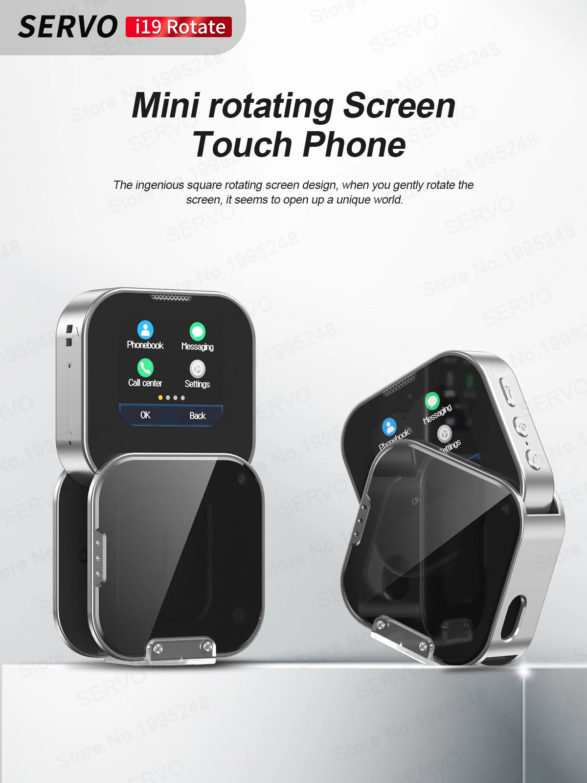 SERVO i19 Rotate Mini Mobile Phone 1.69" Touch Screen 2 SIM Standby Bluetooth Dialer Magic Voice FM Radio 2G GSM Small Cellphone