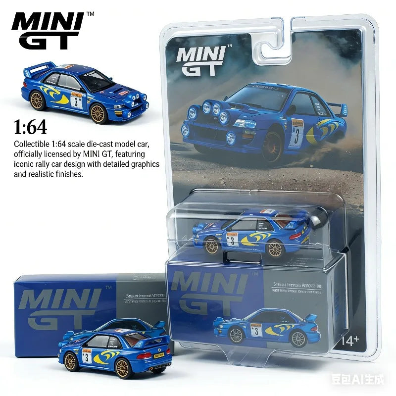 MINI GT 1:64 #975 Subaru Impreza WRC98 Rally Racing Simulation Alloy Car Model, Boys' Gift Toy Collection Decoration Item.