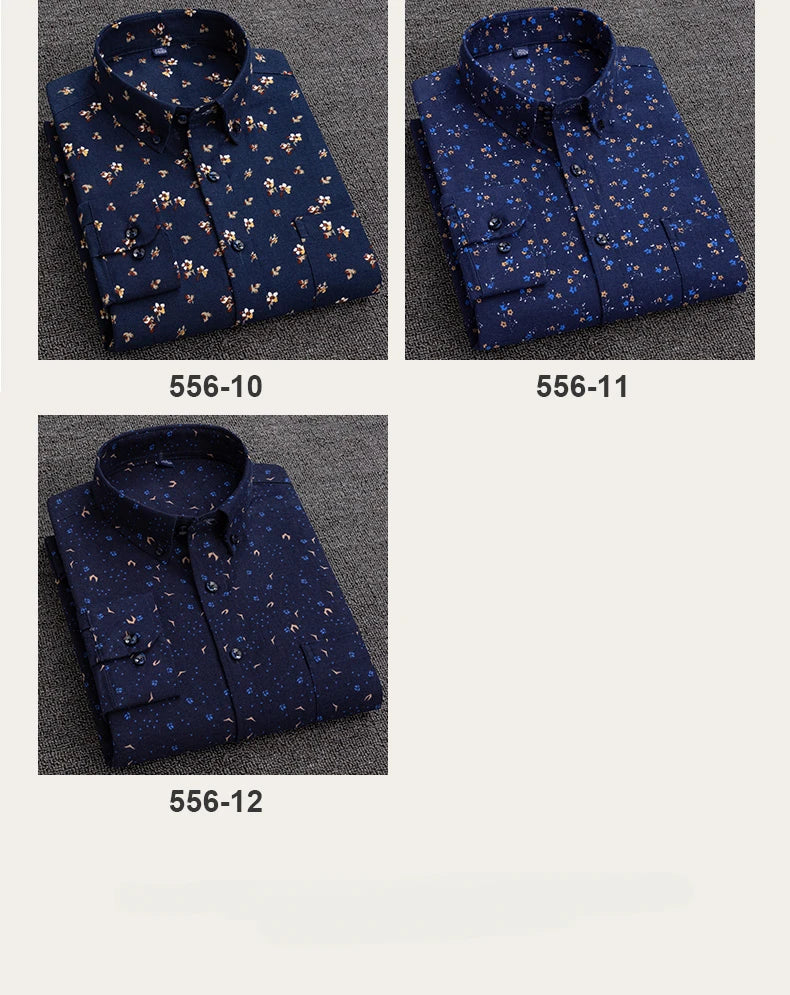 New in shirt plus size 7XL100%cotton fashion long-sleeve shirts for men casual print striped tops elegants single pocket clothes