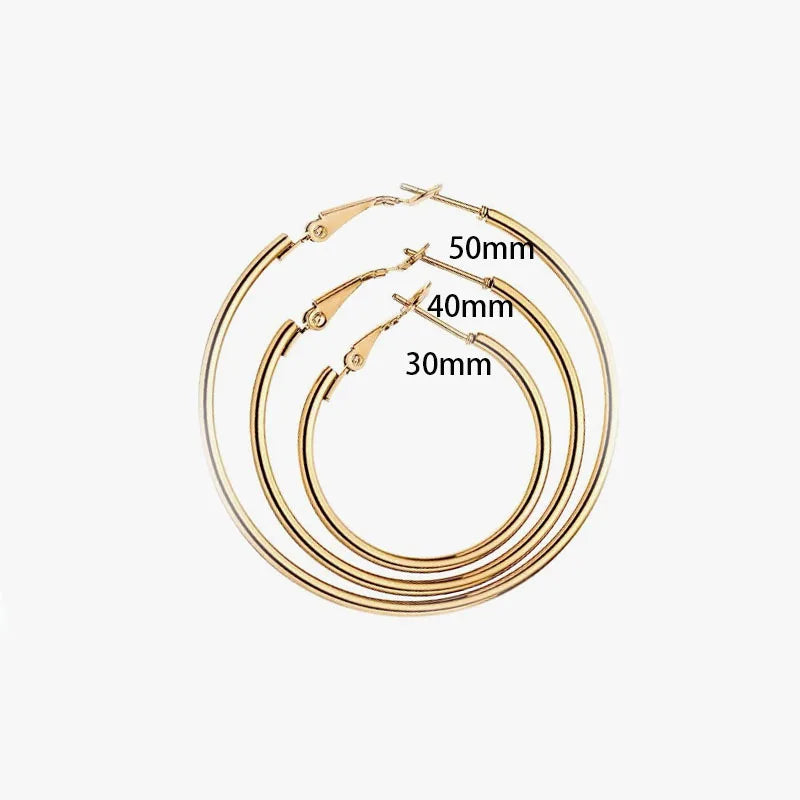 6pair /set Smooth Open Women Men Hoop Earrings Stainless Steel Ears Jewelry Accessories, Birthday Gifts. Party Gifts