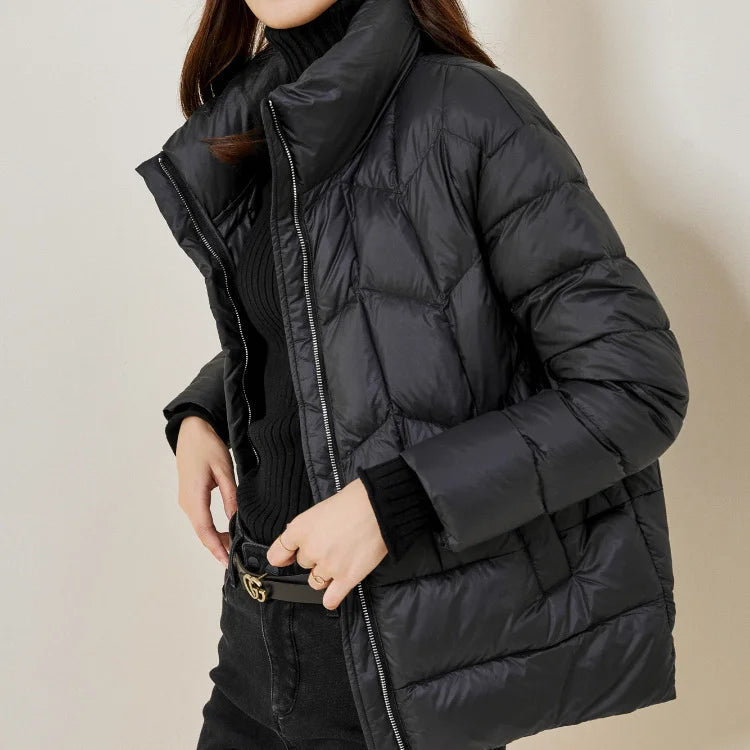 2025 Winter New Women Short Cotton-padded Jackets Female Korean Stand Collar Overcoats Ladies Solid Color Warm Coats A195