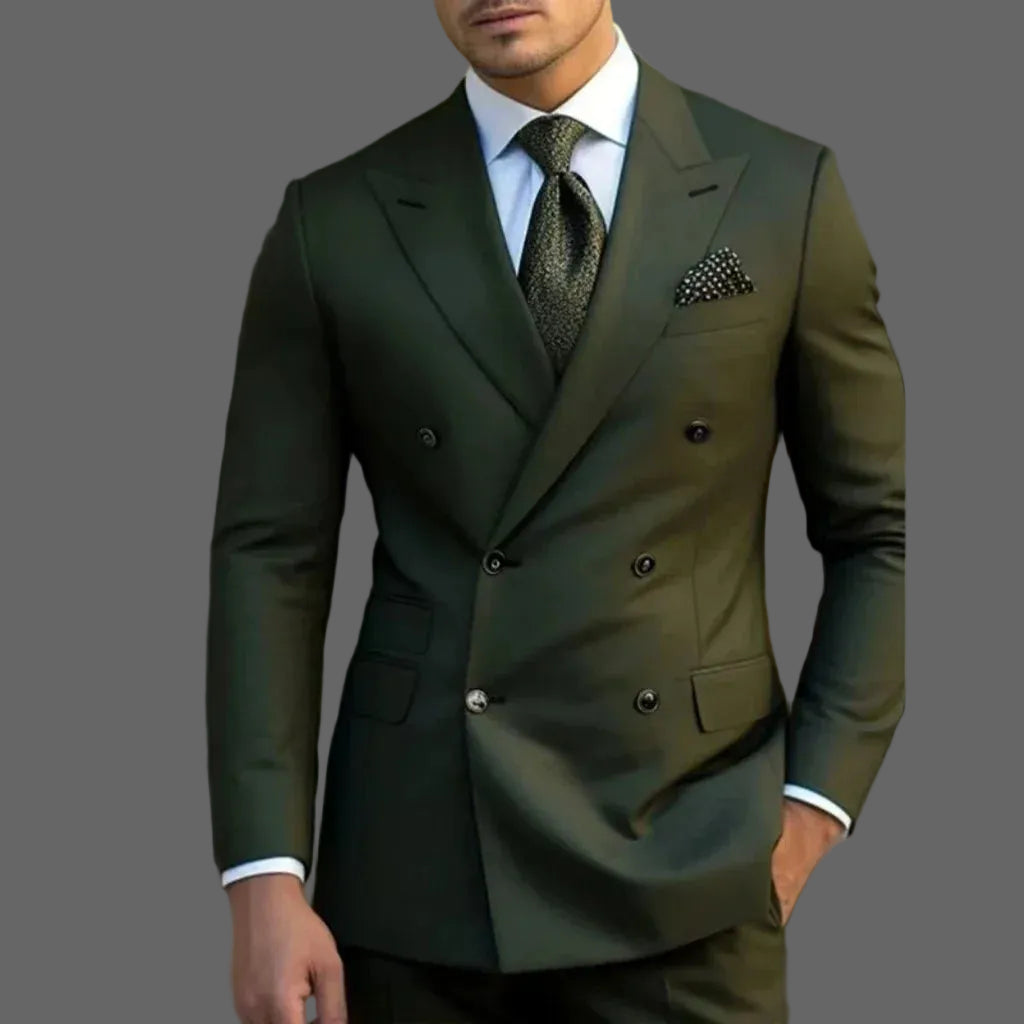 man 2 piece outfit set Pointed collar high-quality slim jackets men's suit with peak lapel for wedding Summer beach